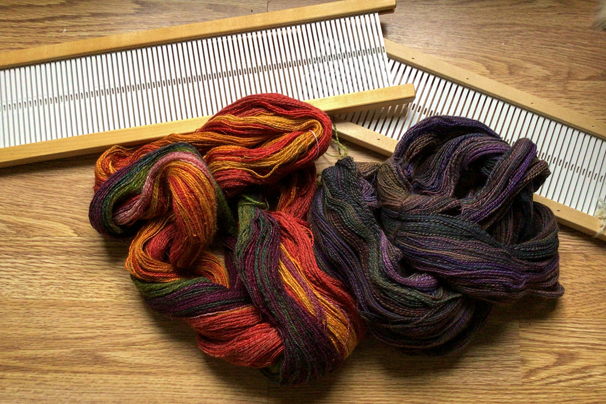 Hand spun dyed wool yarn for crocheting, knitting, weaving, fiber