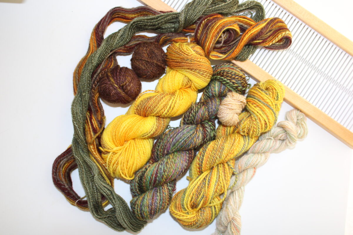 Hand spun dyed wool yarn for knitting, weaving, crocheting, fiber arts